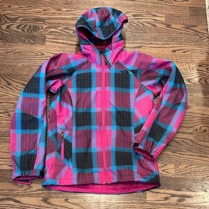 The North Face Pink and Brown Plaid Jacket